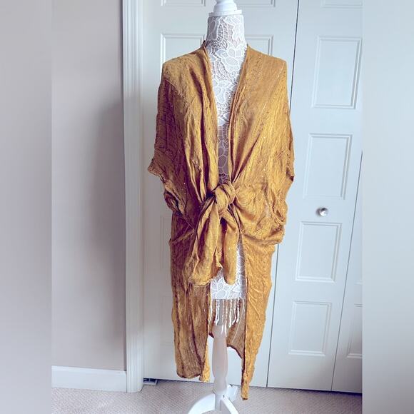 Free People Sequin Day Dream Kimono Gold - Picture 6 of 12